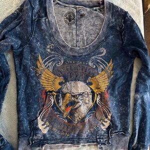 Affliction long sleeve scoop neck shirt